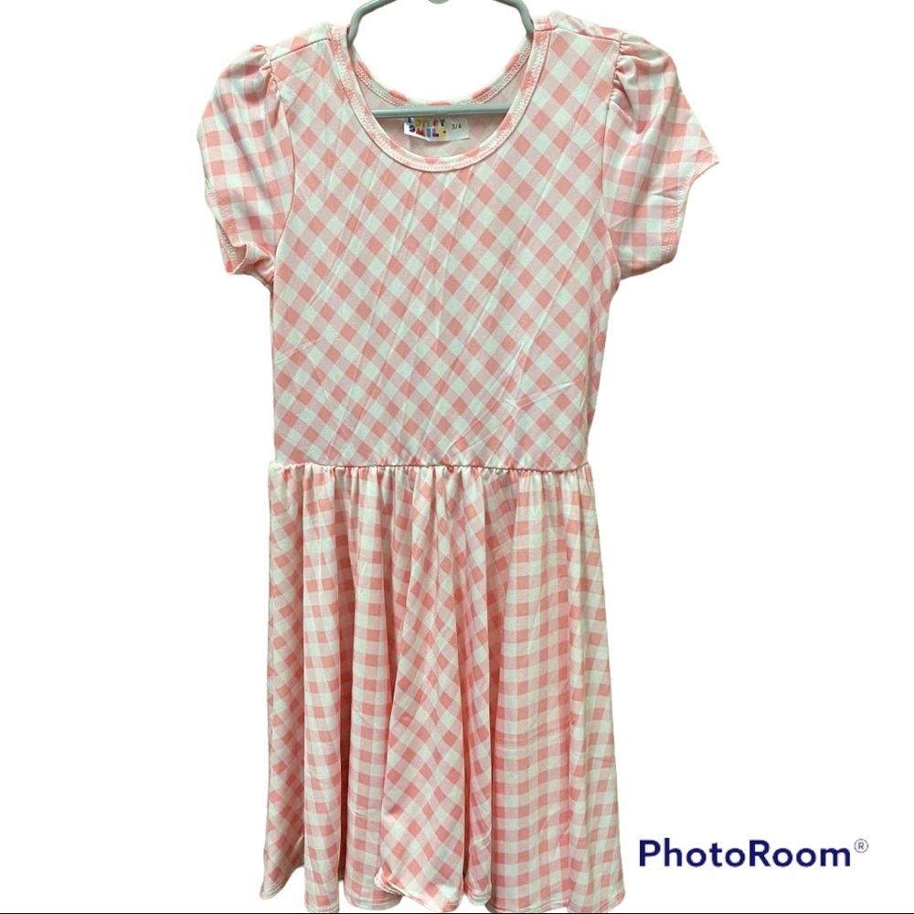 Pink plaid toddler dress size 3/4 NWT